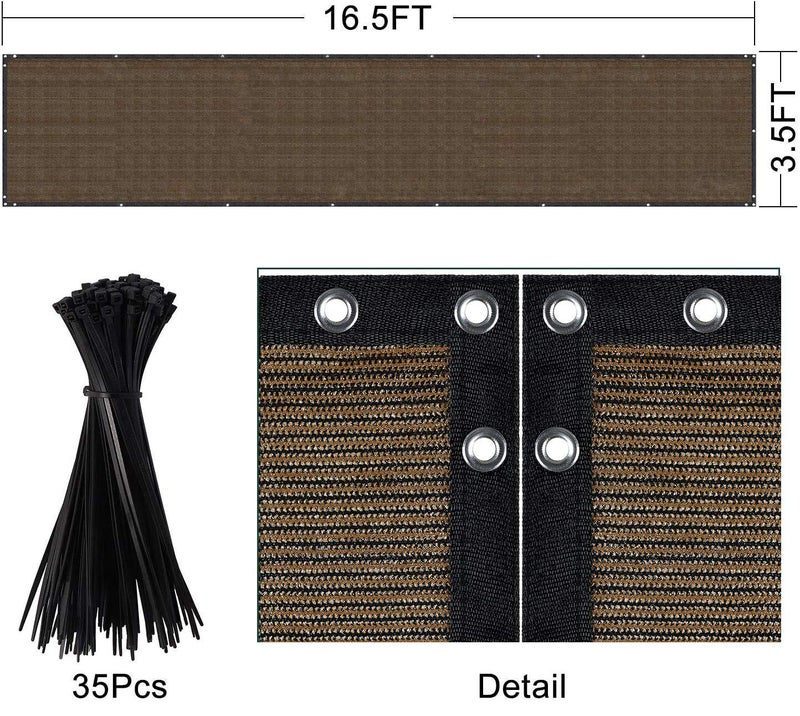 DearHouse Balcony Privacy Screen Shield Cover, 3.5ft x16.5ft, Includes 35 pc Cable Ties for Porch Deck Outdoor Backyard Patio - Image 2